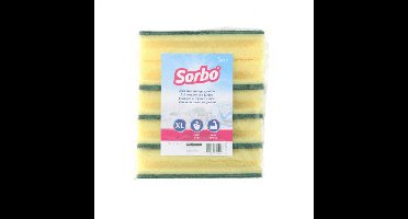 Sorbo Schuurspons - 5x stuks - 17x10x5 cm - schoonmaakspons met schuurvlak - viscose