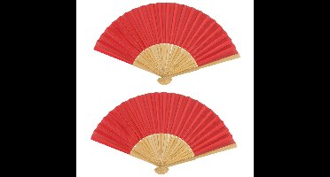 Spaanse handwaaier - 4x - pastelkleuren - steenrood - bamboe/papier - 21 cm
