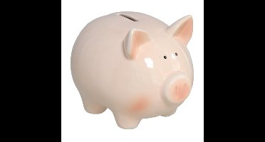 Spaarvarken - roze - keramiek - 13 x 17 x 13 cm - spaarpot varken - spaarpot