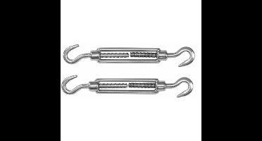 Spanschroeven/draadspanner met haak/haak - 2x - 5cm - verzinkt zamak - 50kg - M5 schroefdraad