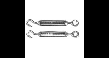 Spanschroeven/draadspanner met haak/oog - 2x - 7cm - verzinkt zamak - 80kg - M8 schroefdraad