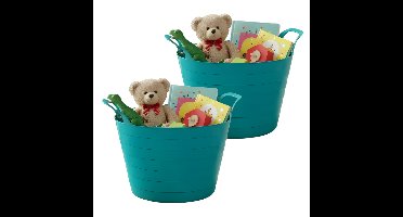 Speelgoedmand - 2x - petrol blauw - 30 liter - kunststof - 54 x 37 cm - met handvatten