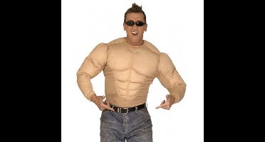 Spierballen shirt - bodybuilder - heren - polyester - verkleedkleding