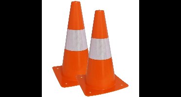 Sport/veiligheids pionnen - 4x stuks - oranje/wit - kunststof - 18 x 31 cm - spelen/training/afzette