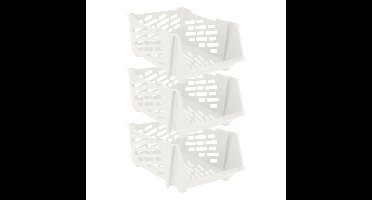 Stapelbare opbergmand - 3x - Wit - 29 liter - kunststof - 44 x 34 x 20 cm