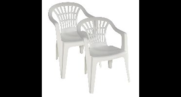 Stoel voor buiten/binnen - 4x - tuinstoelen - wit - 50 x 54 x 76 cm - stevig kunststof - Bijzet stoe