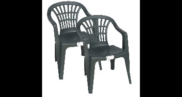 Stoel voor buiten/binnen - 6x - tuinstoelen - donkergroen - 50 x 54 x 76 cm - stevig kunststof