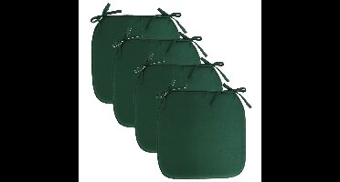 Stoelkussen Anna - 4x - binnen/buiten - donkergroen - 39 x 39 x 3 cm - polyester