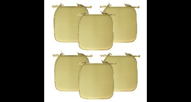 Stoelkussen Anna - 6x - binnen/buiten - geel - 39 x 39 x 3 cm - polyester