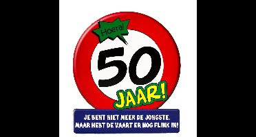 Stopbord wenskaart/verjaardagskaart 50 jaar - 16 x 14 cm - 50 verjaardag - wenskaart