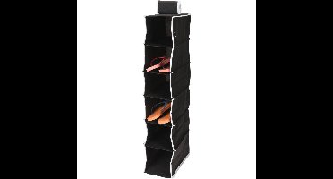 Storage Solutions Hangende kast organizer - 1x - zwart - met 6 vakken - 15 x 30 x 84 cm