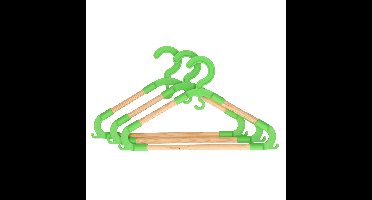 Storage Solutions kledinghangers voor kinderen - set van 3x - kunststof/hout - groen