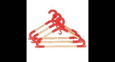 Storage Solutions kledinghangers voor kinderen - set van 3x - kunststof/hout - rood
