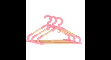 Storage Solutions kledinghangers voor kinderen - set van 3x - kunststof/hout - roze