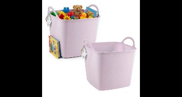 Storage solutions speelgoedmand - 2x - roze - 27 l - kunststof - 42 x 35 cm - opbergmand