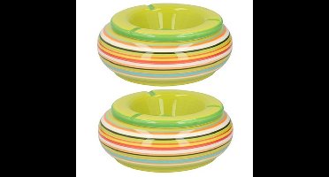 Storm asbak 2x stuks Keramiek groen/multi-kleur 17 x 8 cm