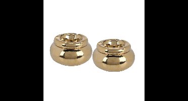 Storm Asbak Marbella - 2x - Kunststeen - D11 x H6 cm - metallic goud - voor binnen/balkon/serre