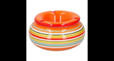 Storm asbak - oranje/multi-kleur - 13 x 7 cm - keramiek - terras/buiten asbak - tuinasbak