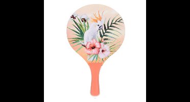 Strandsporten beachball set met tropische print oranje handvat 41 cm