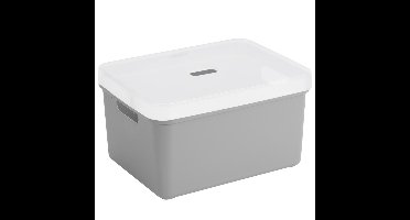 Sunware opbergbox - 32 liter - lichtgrijs - kunststof - transparante deksel - 45 x 35 x 24 cm