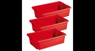 Sunware opslagbox Nesta - 3x - kunststof - 30 liter - rood - 59 x 39 x 17 cm