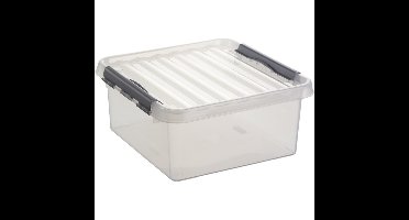 Sunware Q-Line opberg box/opbergdoos - 18 liter - 40 x 40 x 20 cm - kunststof - transparant