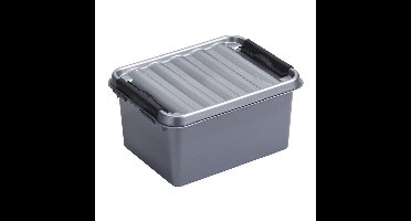 Sunware Q-Line opberg box/opbergdoos - 2 liter - 20 x 15 x 10 cm - kunststof - grijs