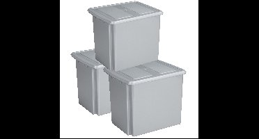 Sunware - Set van 3x opslagboxen - kunststof - 45 liter - lichtgrijs - 45 x 36 x 36 cm - met deksel