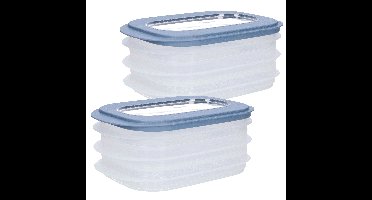 Sunware Vleeswarendoos - 6x - voedsel bewaarbakjes - transparant/blauwgrijs - bakjes