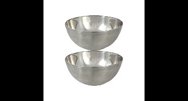 Svenska Living Kommetjes - 2x stuks - schaaltjes - mat zilver - RVS - D13 x 7 cm - serveerschalen