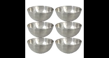 Svenska Living Kommetjes - 6x stuks - schaaltjes - mat zilver - RVS - D13 x 7 cm - serveerschalen