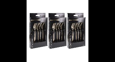 Taart/gebak vorkjes - 12x stuks - goud - RVS - 15 cm - verjaardag/feest vorkjes