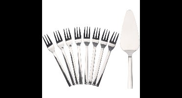 Taartschep incl. 8 gebaksvorkjes - serveer set taart - rvs - 23 cm