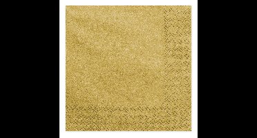 Tafel servetten van papier - goud gekleurd - 20x stuks - 40 x 40 cm - Servetten diner/lunch