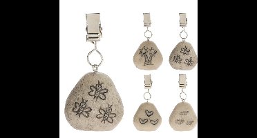 Tafelkleed gewichtjes - 3x - Ibiza style - kunststeen - grijs - 4,5 cm