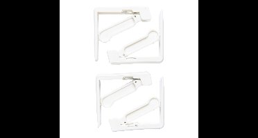 Tafelkleed klem - 4x - wit - kunststof - 14 x 9 cm - tafelzeil klemmen