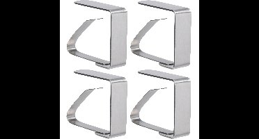 Tafelkleed klemmen - 4x stuks - RVS metaal - 5 x 4 cm - zilver