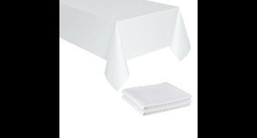 Tafelkleed/tafellaken - 2x - wit - 180 x 300 cm - polyester - Bruiloft tafelkleden