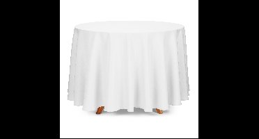 Tafelkleed/tafellaken rond - 10x - wit - 230 cm - polyester - Bruiloft tafelkleden