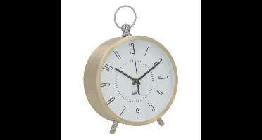 Tafelklok - metaal - goud - 17 x 7 x 25 cm - klok - wekker look - vintage