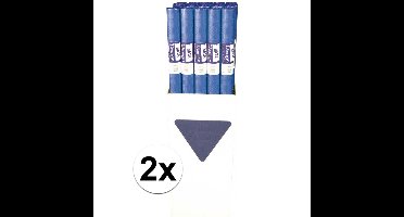 Tafellaken/tafelkleed rol papier - 2x - 800 x 120 cm - blauw - Lange tafels - Damast papier
