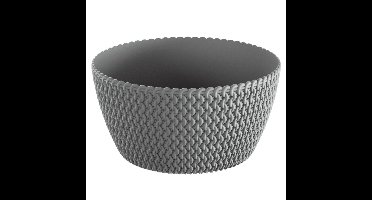 Tafelstuk plantenpot/bloempot kunststof dia 24 cm en hoogte 12 cm steengrijs