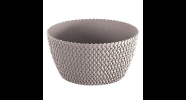 Tafelstuk plantenpot/bloempot kunststof dia 24 cm en hoogte 12 cm taupe/beige