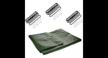 Talentools - Afdekzeil groen - 2 x 4 meter - met 15 spanrubbers - en S-haken