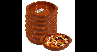 Tapas schaaltje Murcia - 8x - creme brulee - terracotta - 16 cm - borrelhapjes serveerschaaltje