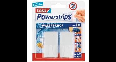 Tesa powerstrips ophanghaken - 4x - wit - kunststof - waterproof - zelfklevend