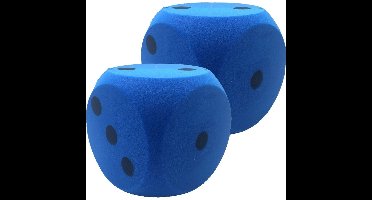 T&F Creations Grote dobbelsteen - 2x - blauw - 16 x 16 cm - foam - groot formaat - dobbelspel dobbel