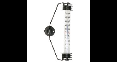 TFA Raam Thermometer - analoog - metaal - zwart - 20 cm - binnen en buiten