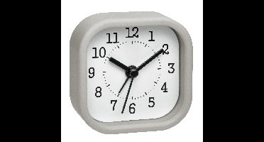 TFA wekker/reiswekker - alarmklok - lichtgrijs - 5 cm - kunststof