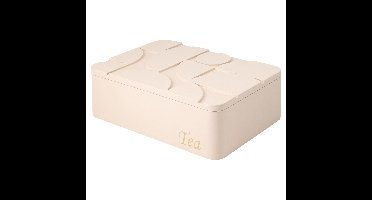 Theedoos - 6-vaks - roze - MDF - 24 x 17 x 8 cm - theekist